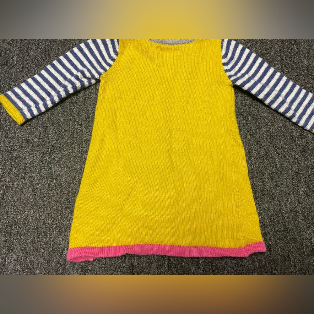 Baby Boden Striped Long Sleeve Cat in Pocket Yellow Sweater Dress Sz 6-12 Months - Picture 6 of 8